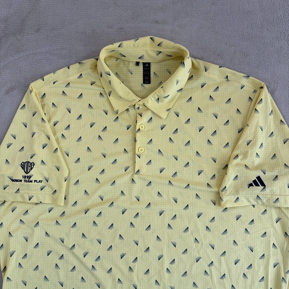 Adidas Ultimate365 Printed Slice Mesh Polo Shirt Men XL Yellow San Diego CC NWOT